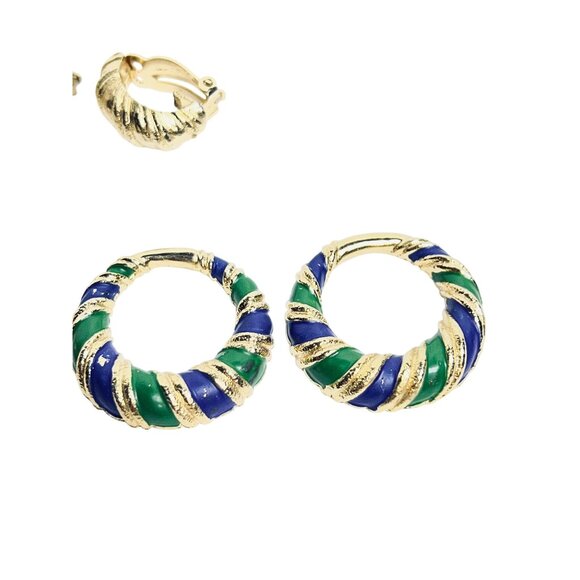 Joseph Mazer Textured Gold Tone Clip On Earrings W/ 2 Pair Of Charms (1746) - Picture 11 of 12